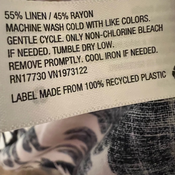 A New Day Natural and Black Floral Sleeveless Linen Blend Dress Large - Picture 5 of 6